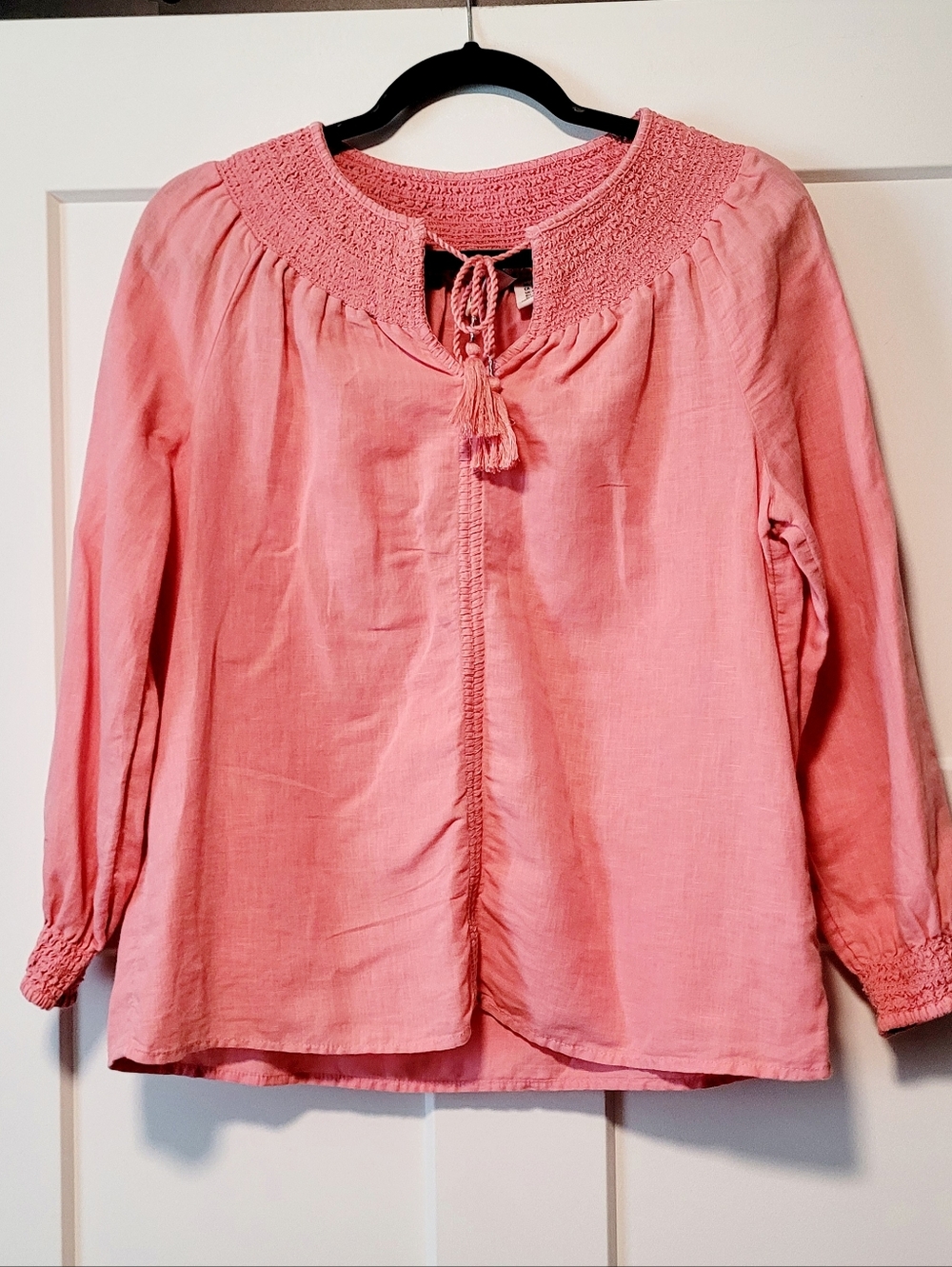 Rachel Zoe Womens Linen Blend Top Sz S  Pink  Peasant Boho Cottagecore